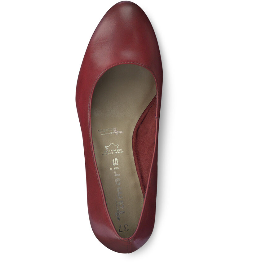 Tamaris ādas apavi, sieviešu sarkanas ādas augstpapēžu kurpes