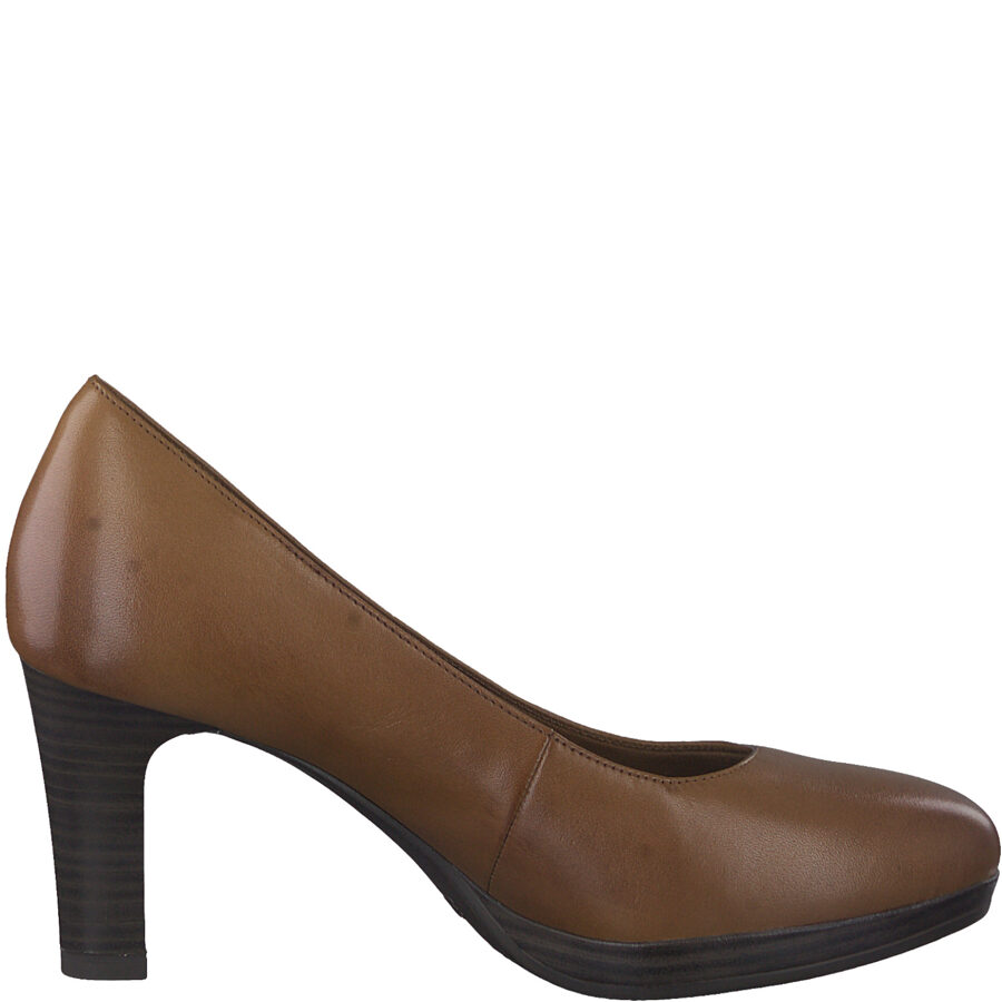 Tamaris ādas apavi, sieviešu augstpapēžu brūnas kurpes