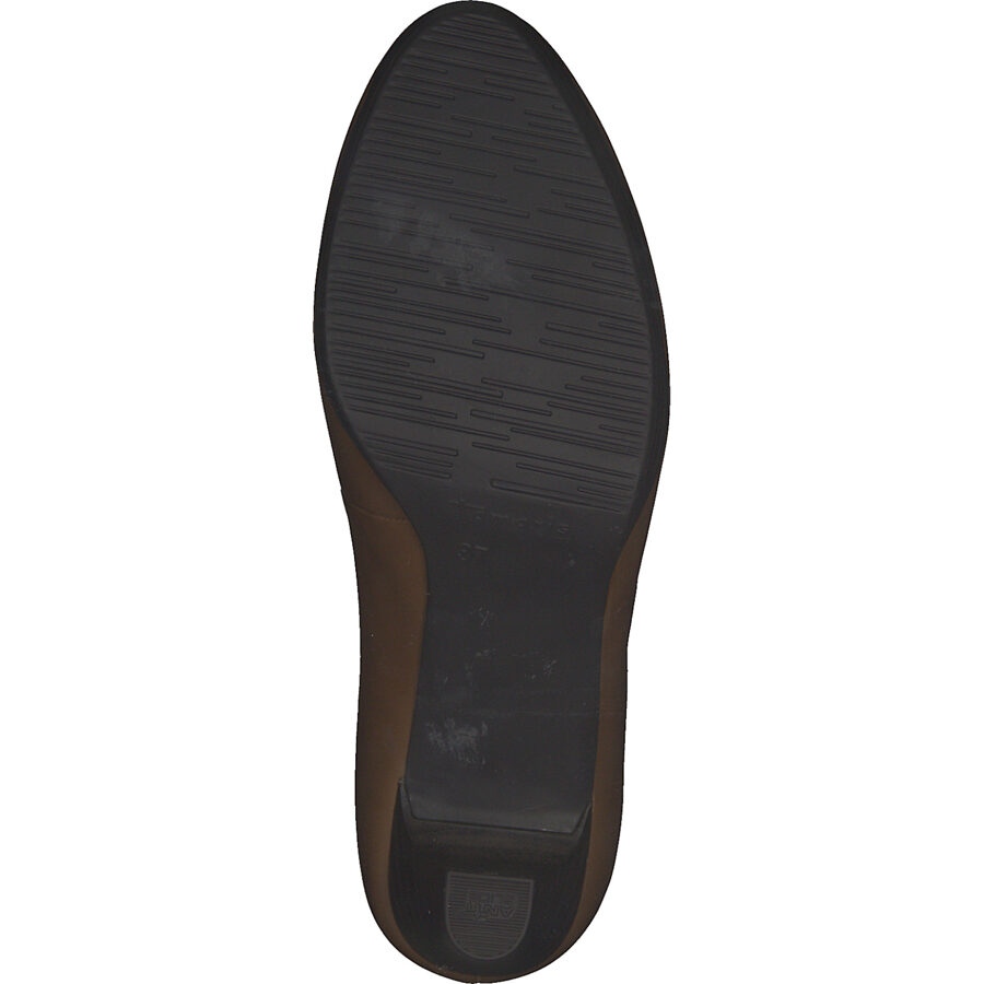 Tamaris ādas apavi, sieviešu augstpapēžu brūnas kurpes