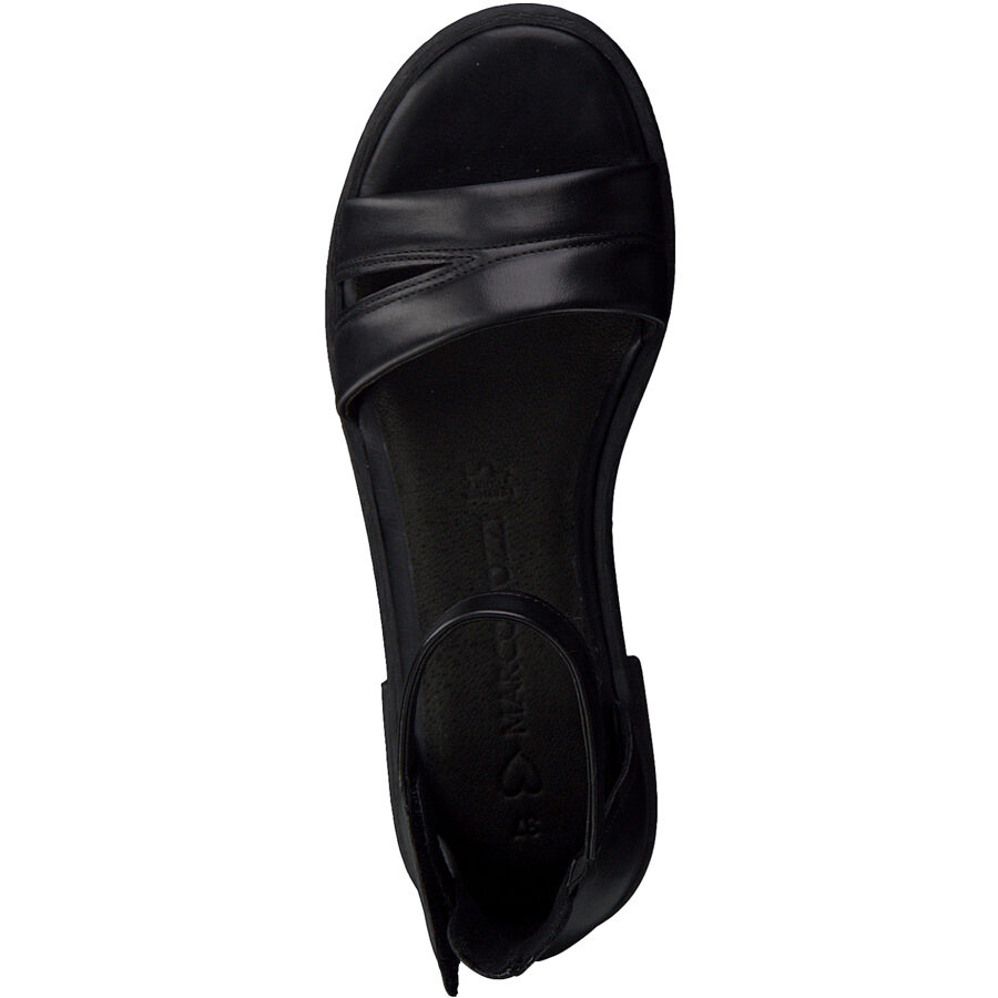 Marco Tozzi dabīgās ādas apavi, melnas sieviešu zandales
