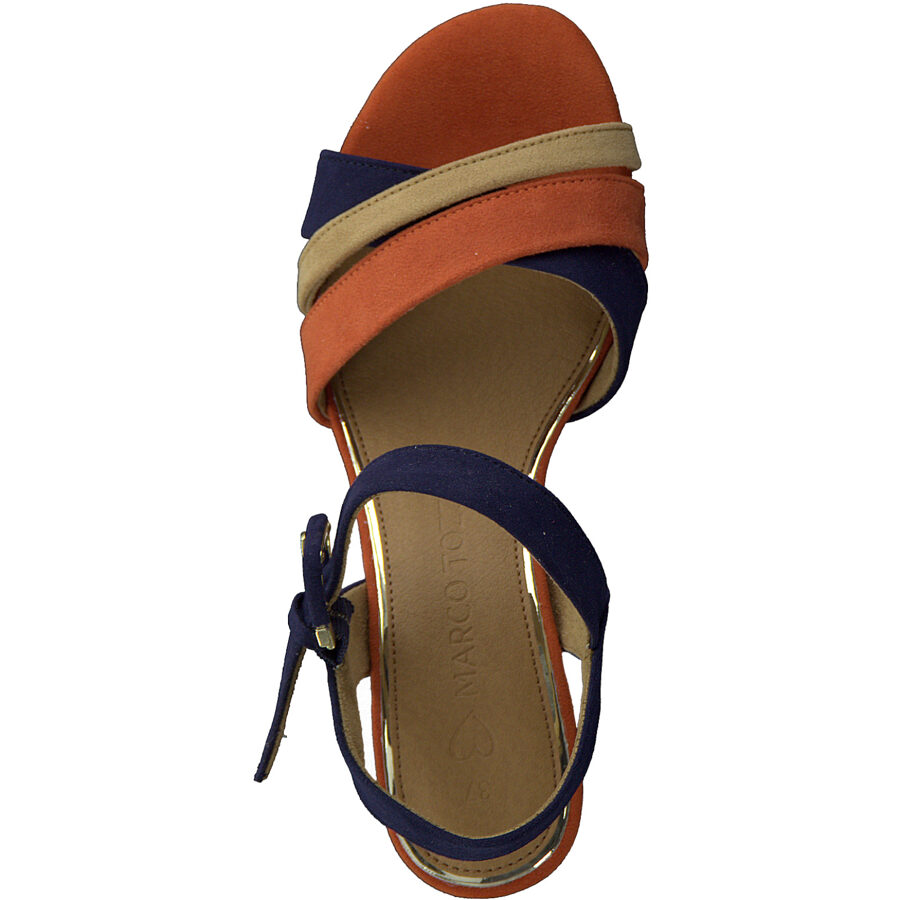 Marco Tozzi apavi, sieviešu oranžas ar zilas augstpapēžu kurpes