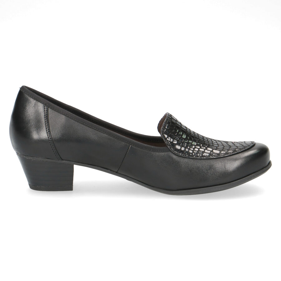 Caprice ādas apavi, melnas slēgtās sieviešu kurpes