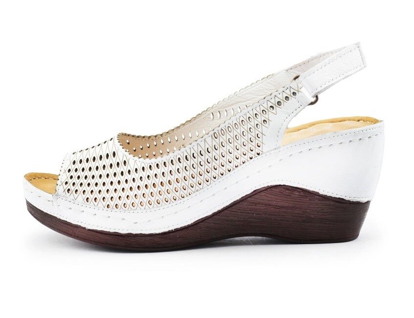 Loretta Vitale ādas apavi, baltas sieviešu vasaras kurpes