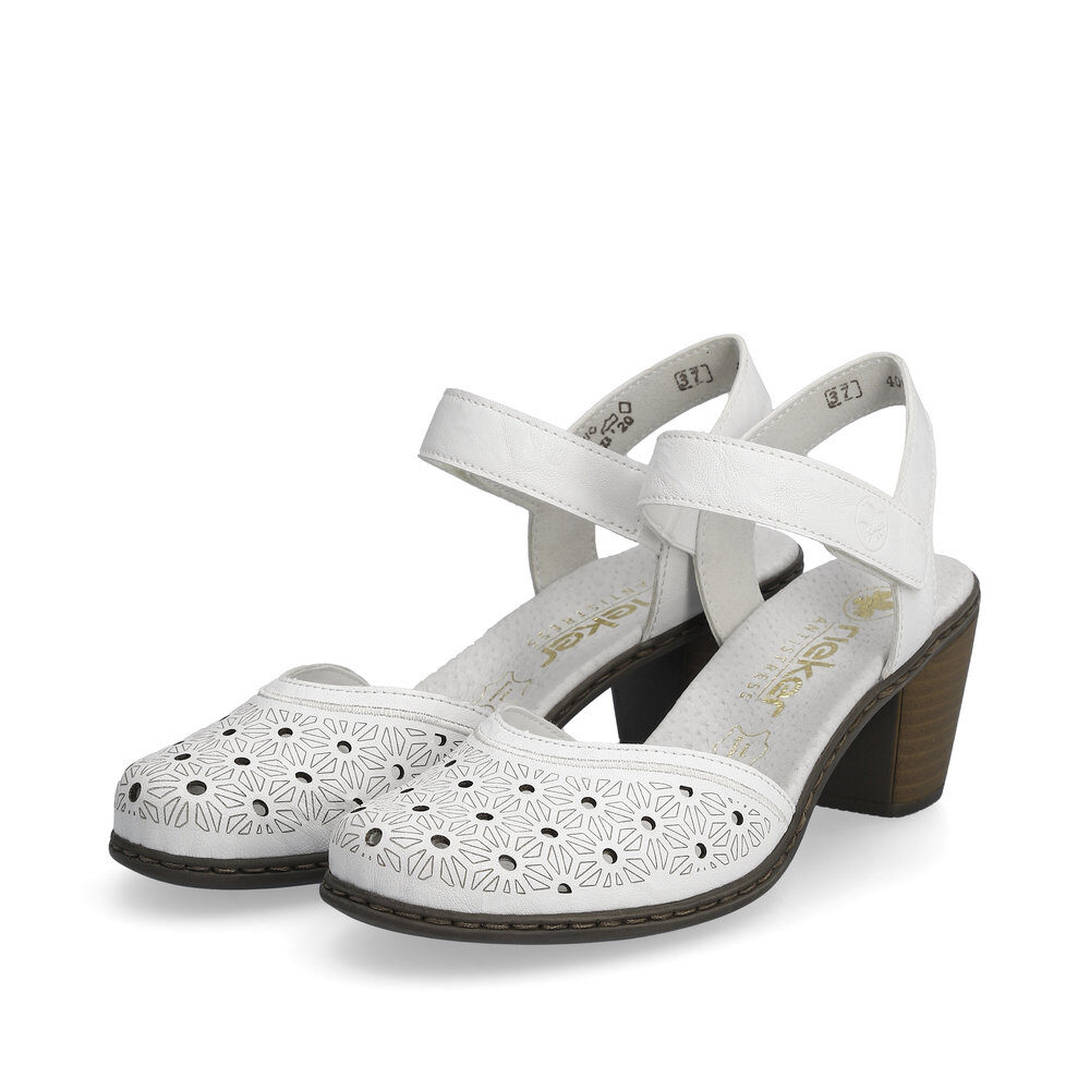 Rieker dabīgās ādas apavi, baltas sieviešu vasaras kurpes