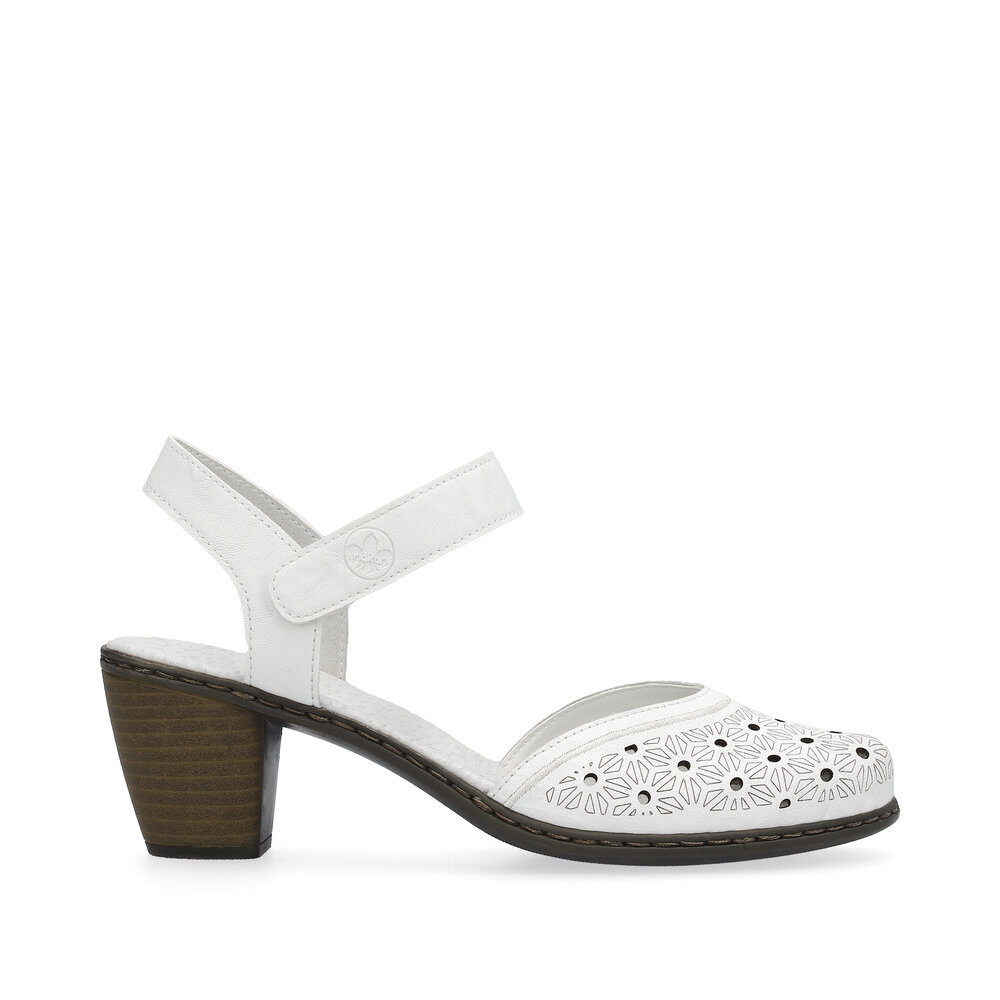 Rieker dabīgās ādas apavi, baltas sieviešu vasaras kurpes