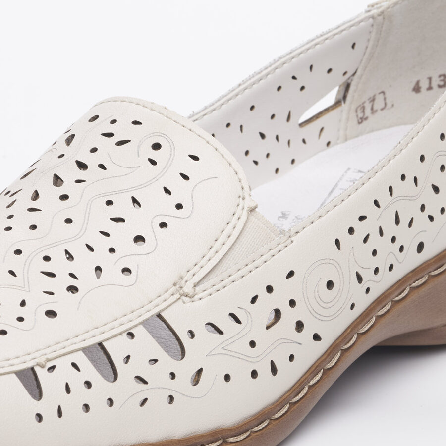 Rieker dabīgās ādas apavi, gaišas sieviešu vasaras kurpes