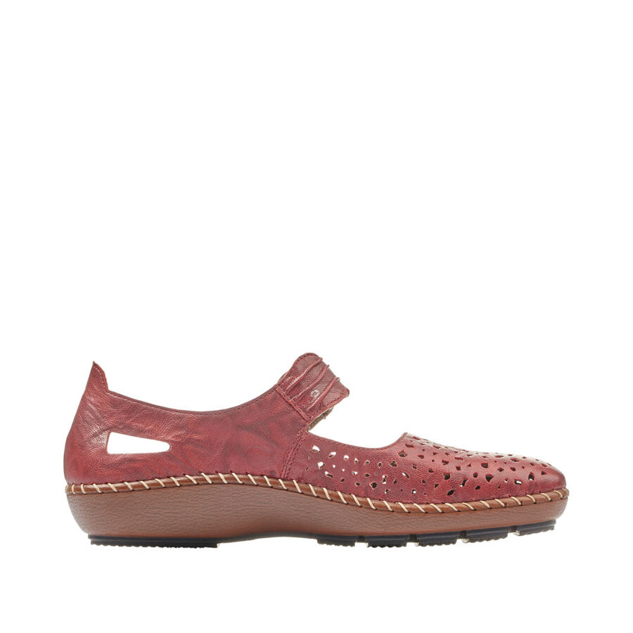 Rieker ādas apavi, tumši sarkanas sieviešu pavasara/ vasaras kurpes