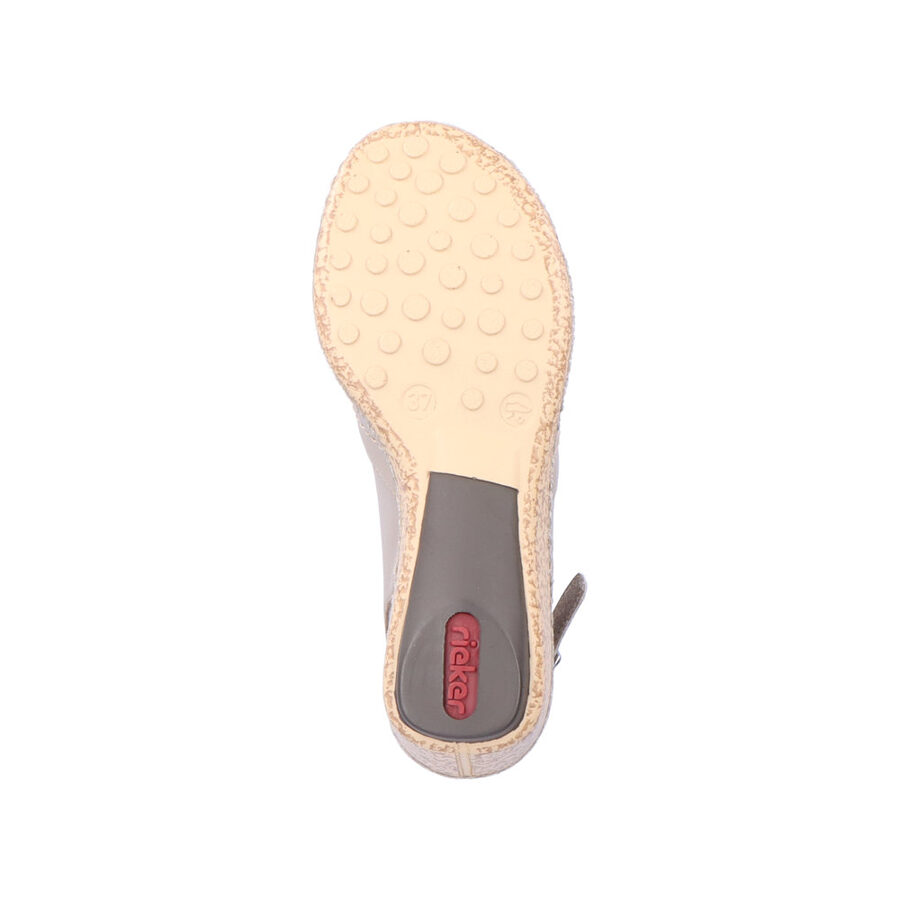 Rieker dabīgās ādas apavi, bēšas ar pelēku sieviešu vasaras kurpes