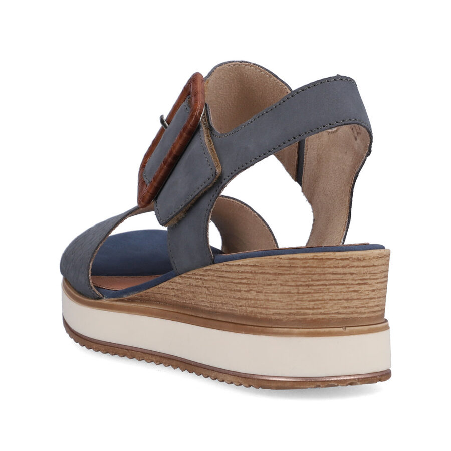 Remonte dabīgās ādas apavi, gaiši zilas sieviešu vasaras kurpes