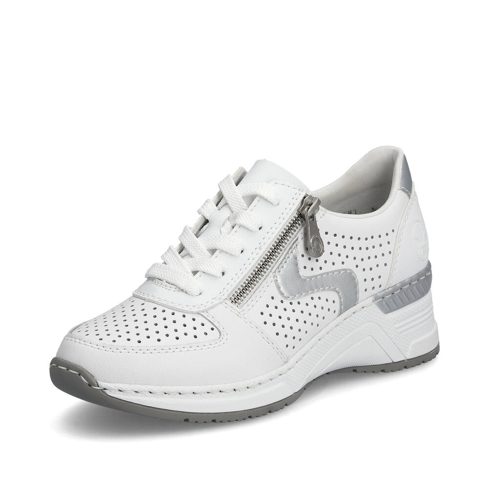 Rieker dabīgās ādas apavi, baltas sieviešu sneakers, krosa kurpes