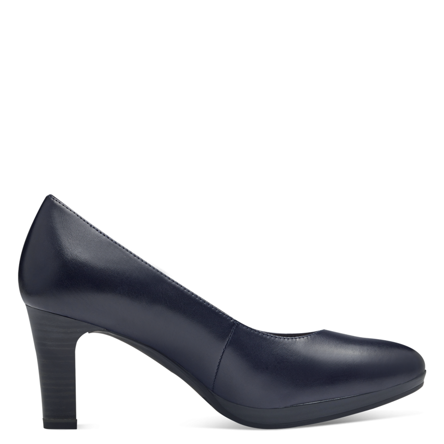Tamaris dabīgās ādas apavi, tumši zilas sieviešu augstpapēžu kurpes