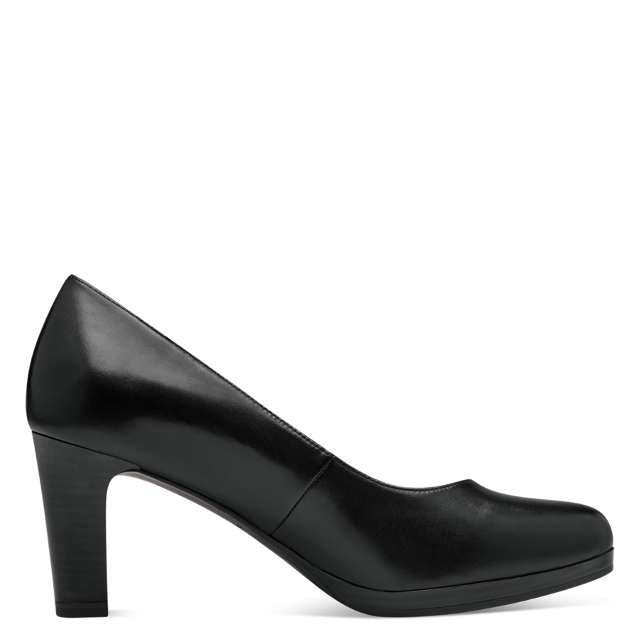 Tamaris dabīgās ādas apavi, melnas sieviešu augstpapēžu kurpes