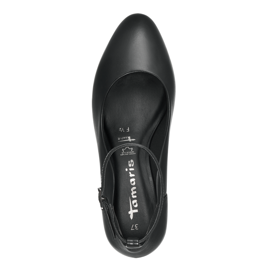 Tamaris dabīgās ādas apavi,  melnas sieviešu augstpapēžu kurpes