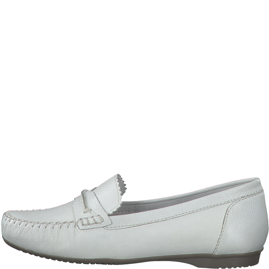 Marco Tozzi dabīgās ādas apavi, balti sieviešu mokasīni/kurpes