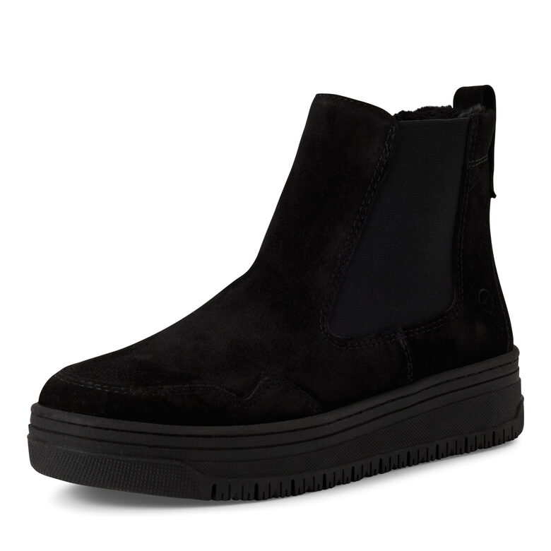 Tamaris dabīgās ādas apavi, melnas sieviešu puszābaki