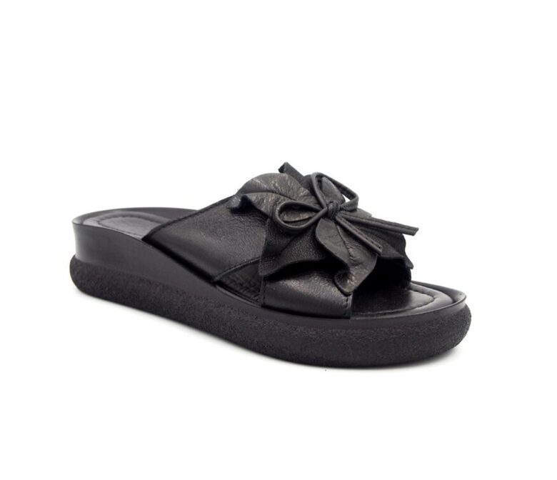 Loretta Vitale dabīgās ādas apavi, melnas sieviešu iešļūcenes