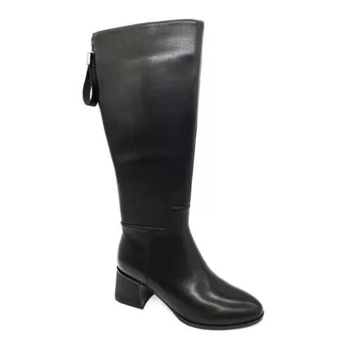 Loretta Vitale dabīgās ādas apavi, melni sieviešu garie zābaki