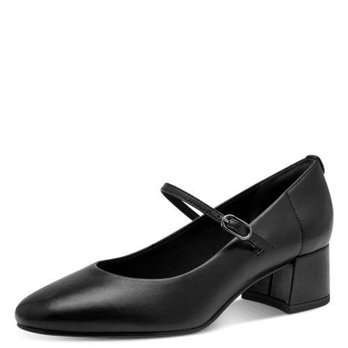 Tamaris dabīgās ādas apavi, melnas sieviešu slēgtās kurpes