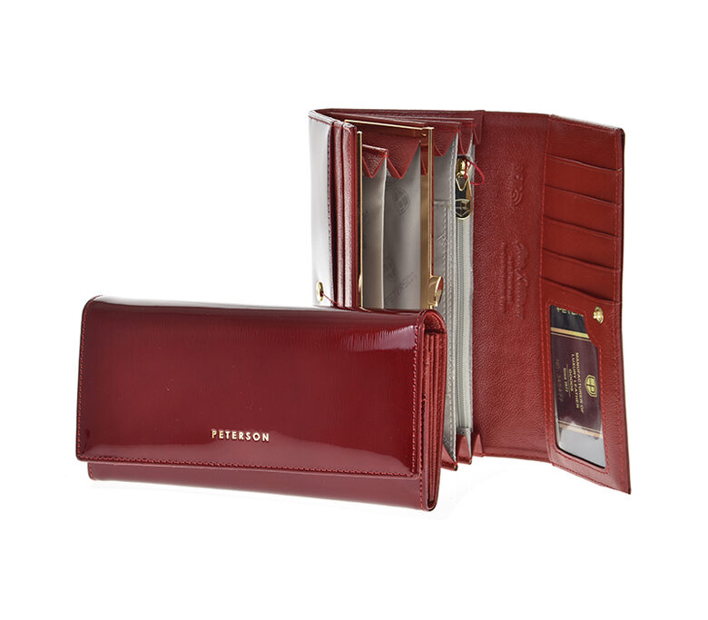 Peterson sieviešu sarkans dabīgās ādas maks