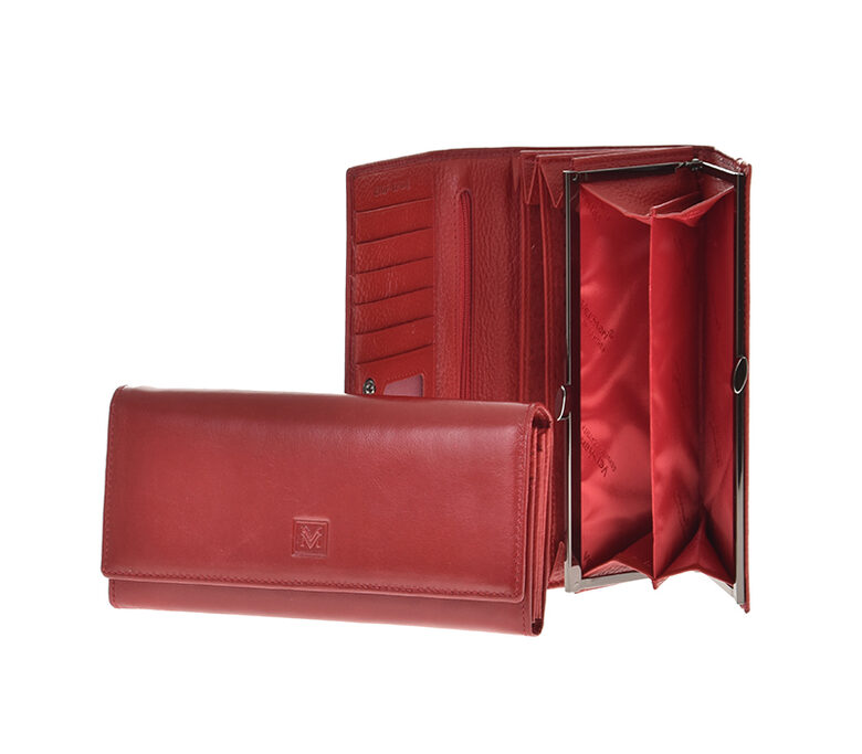 VerMari sieviešu sarkans dabīgās ādas maks