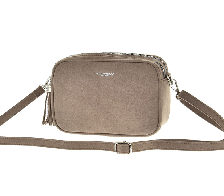 Flora&Co pelēka, zamšādas sieviešu pleca soma