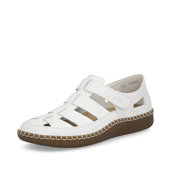 Rieker dabīgās ādas apavi, baltas sieviešu vasaras kurpes