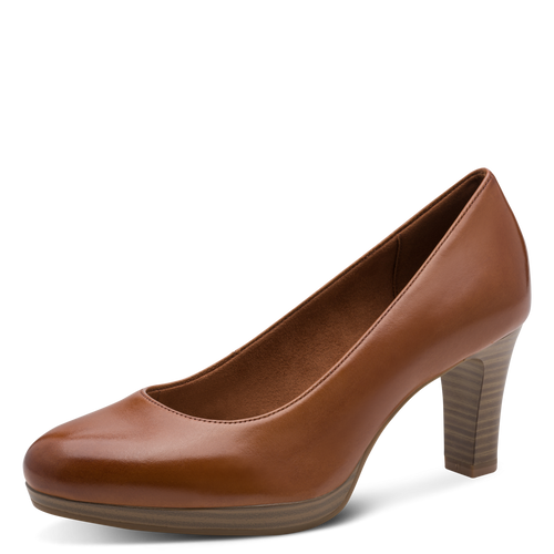 Tamaris dabīgās ādas apavi, brūnas sieviešu augstpapēžu kurpes