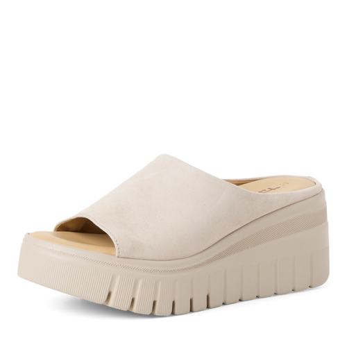 Tamaris dabīgās ādas apavi, bēšas sieviešu vasaras kurpes, iešļūcenes platai pēdai