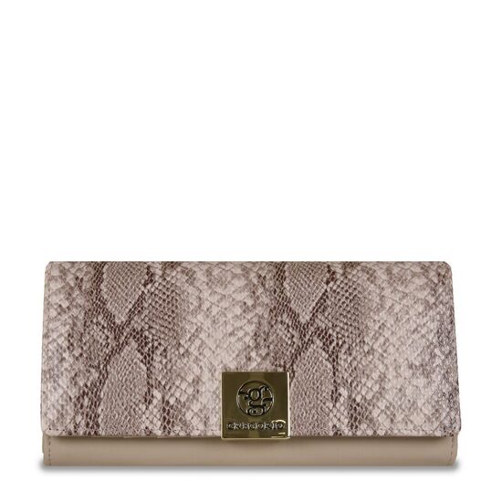 Gregorio sieviešu bēšs ar brūnu dabīgās ādas maks