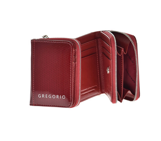 Gregorio sieviešu sarkans dabīgās ādas maks