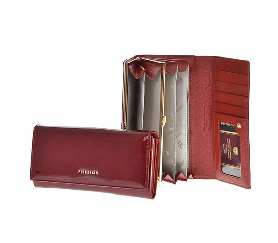 Peterson sieviešu sarkans dabīgās ādas maks