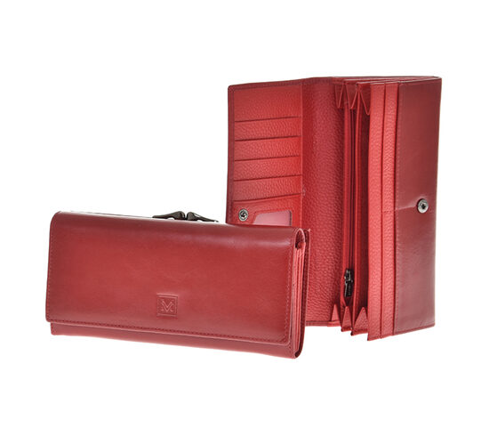 VerMari sieviešu sarkans dabīgās ādas maks