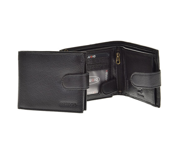 Bellugio vīriešu melns dabīgās ādas maks