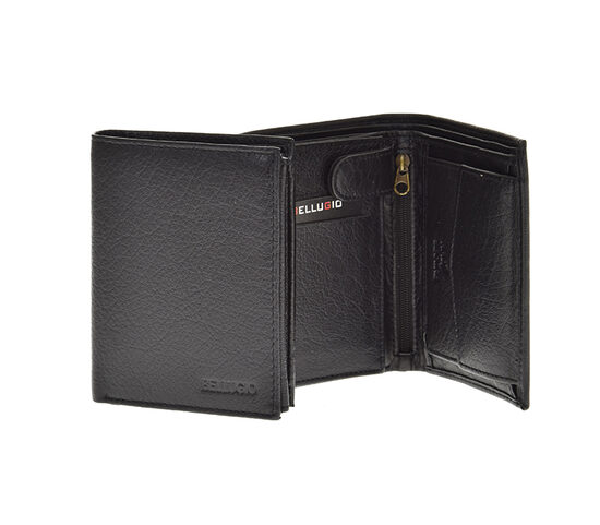 Bellugio vīriešu melns dabīgās ādas maks