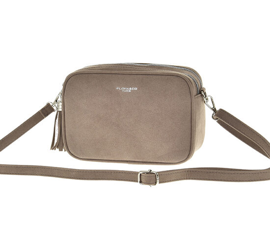 Flora&Co pelēka, zamšādas sieviešu pleca soma