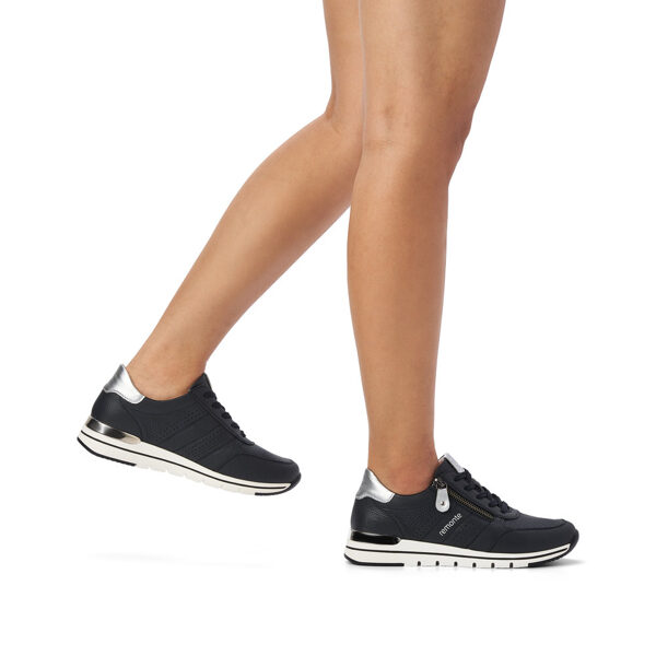 Remonte dabīgās ādas apavi, zilas sieviešu sneakers, krosa kurpes