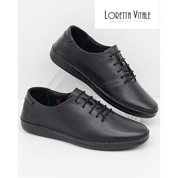 Loretta Vitale ādas apavi, melnas sieviešu kurpes